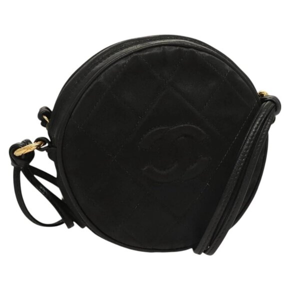 CHANEL Matelasse COCO Mark Shoulder Bag Satin Black Gold - Picture 1 of 16